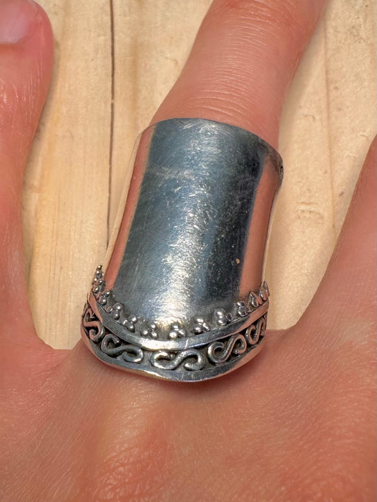 Vintage Wide Statement 925 Sterling Silver Size O Ring