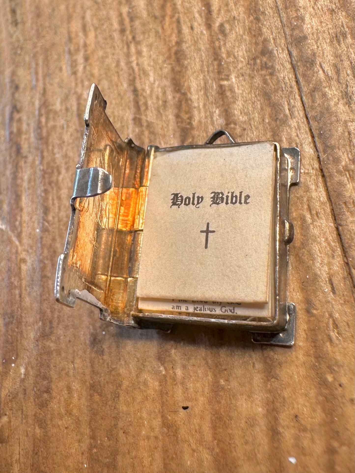 Heilige Bibel Eröffnung mit dem Vaterunser Papier Hersteller CHIM 925 Sterling Silber Anhänger