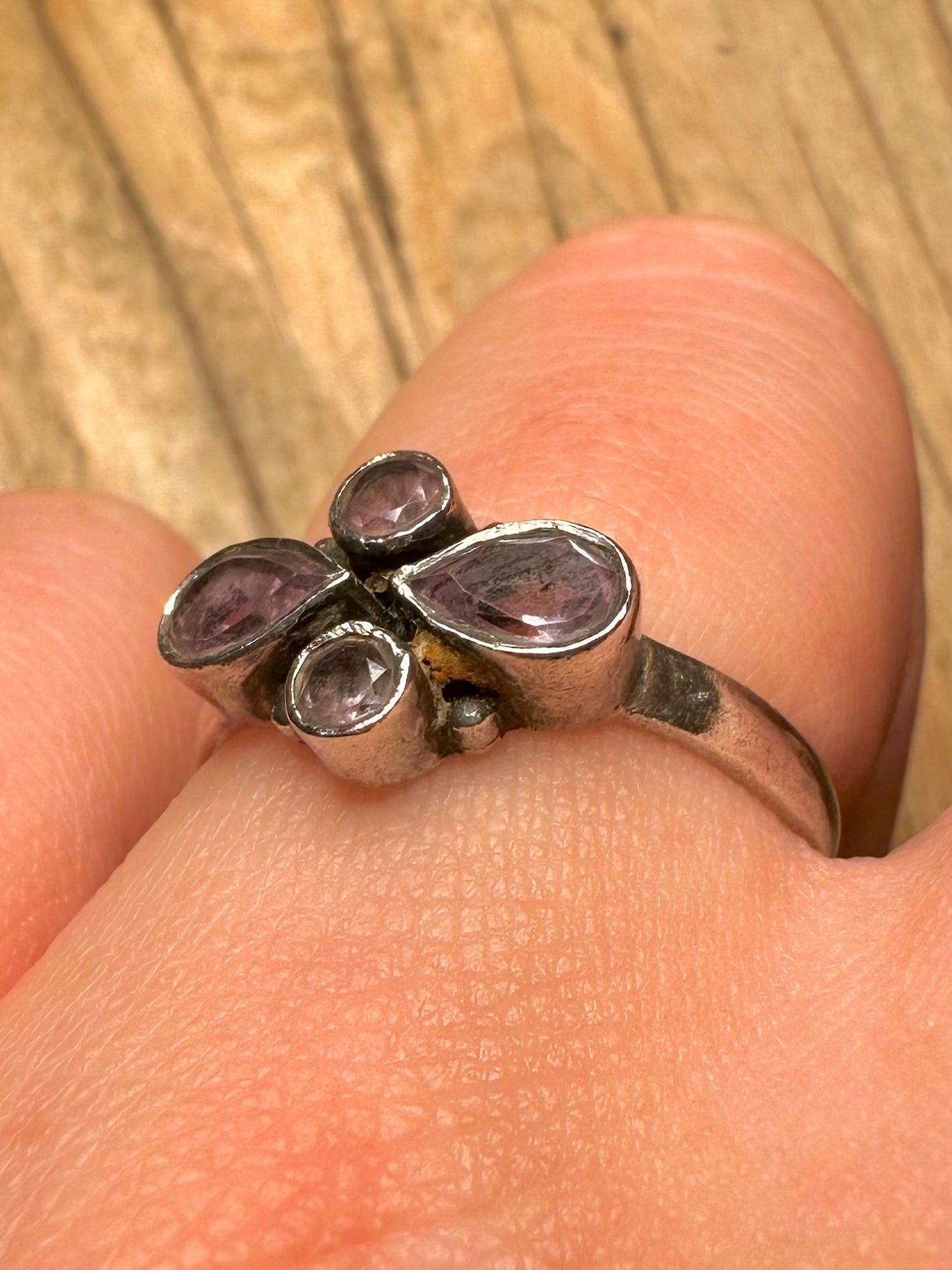 Vintage Amethyst 925 Sterling Silver Size Q Ring