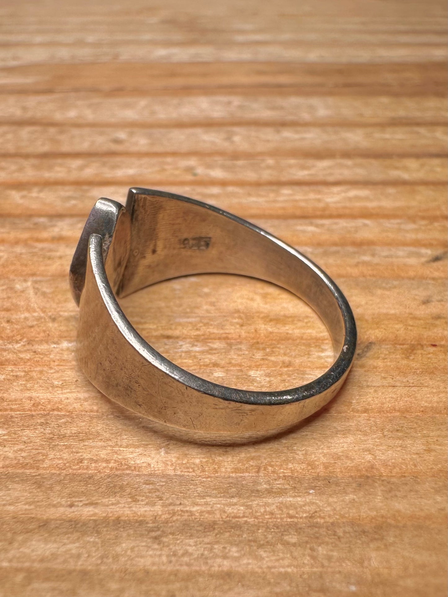 Abstract Black Onyx 925 Sterling Silver Size Q Ring