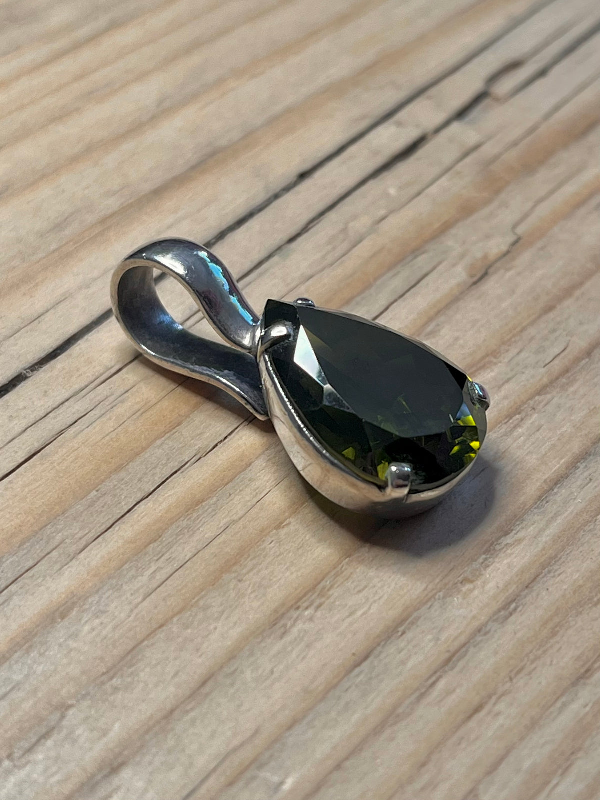 Teardrop Moldavite 925 Sterling Silver Pendant