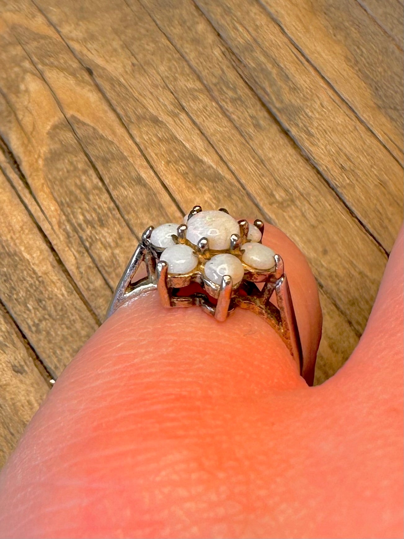 Opal-Cluster 1978 Hersteller RJC 925 Sterlingsilber Größe M Ring