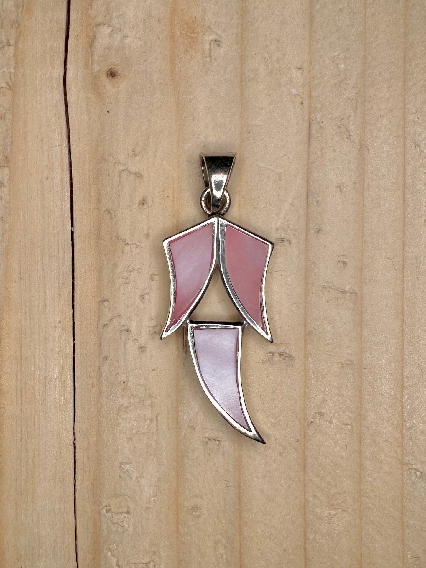 Abstract Pink Mother of Pearl 925 Sterling Silver Pendant