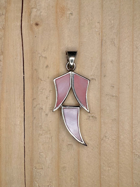 Abstract Pink Mother of Pearl 925 Sterling Silver Pendant