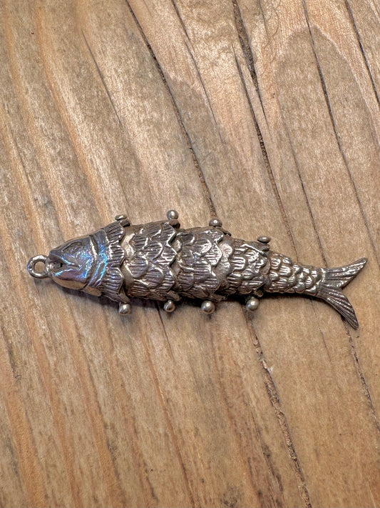 Vintage Articulated Fish 925 Sterling Silver Pendant