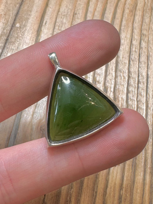 Jade Triangle 925 Sterling Silver Pendant