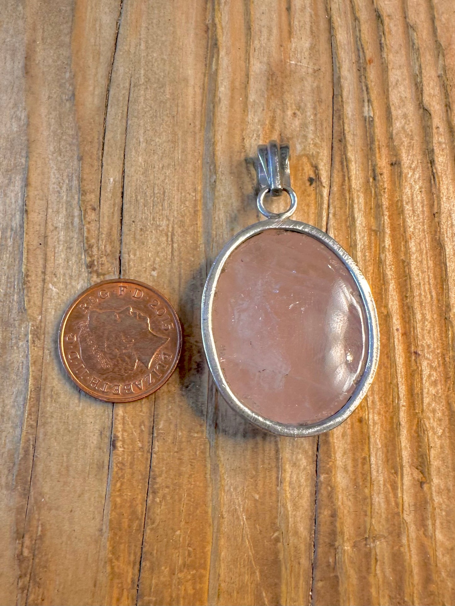 Mother of Pearl and Pink Red Stone 925 Sterling Silver Pendant