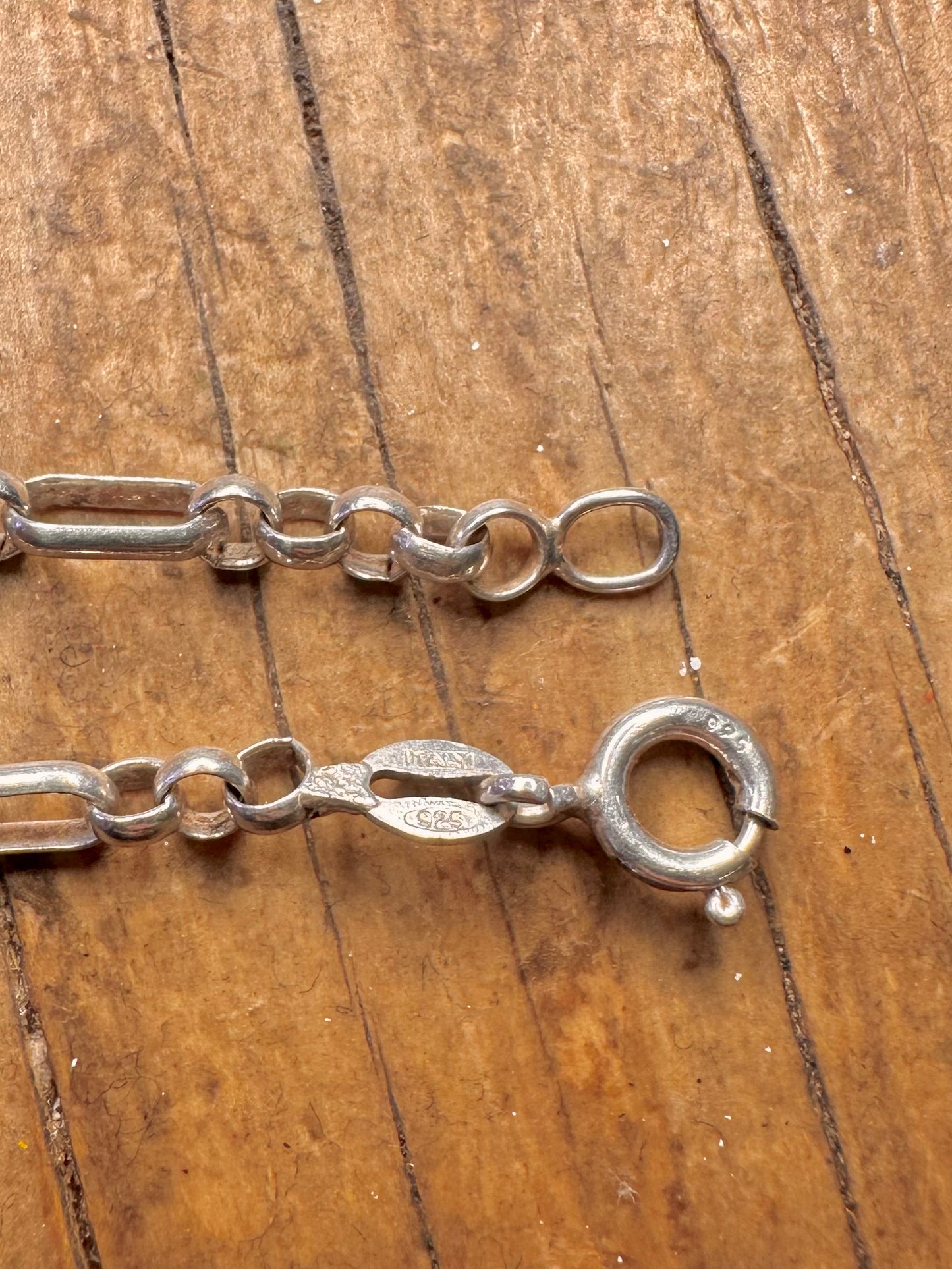 Bar and Oval Link Italy 925 Sterling Silver 7.5 inch Bracelet