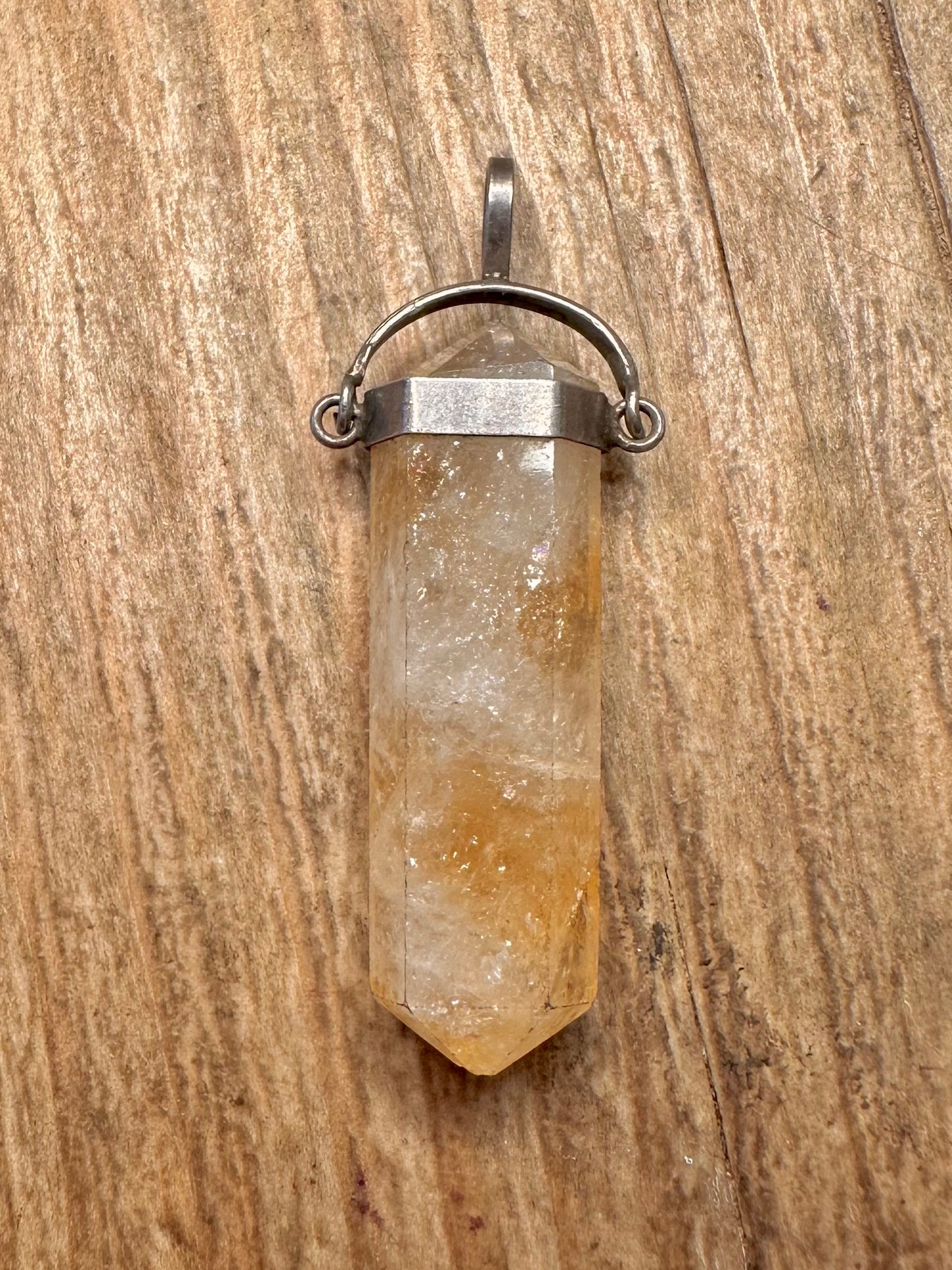 Vintage Citrine Point 925 Sterling Silver Pendant