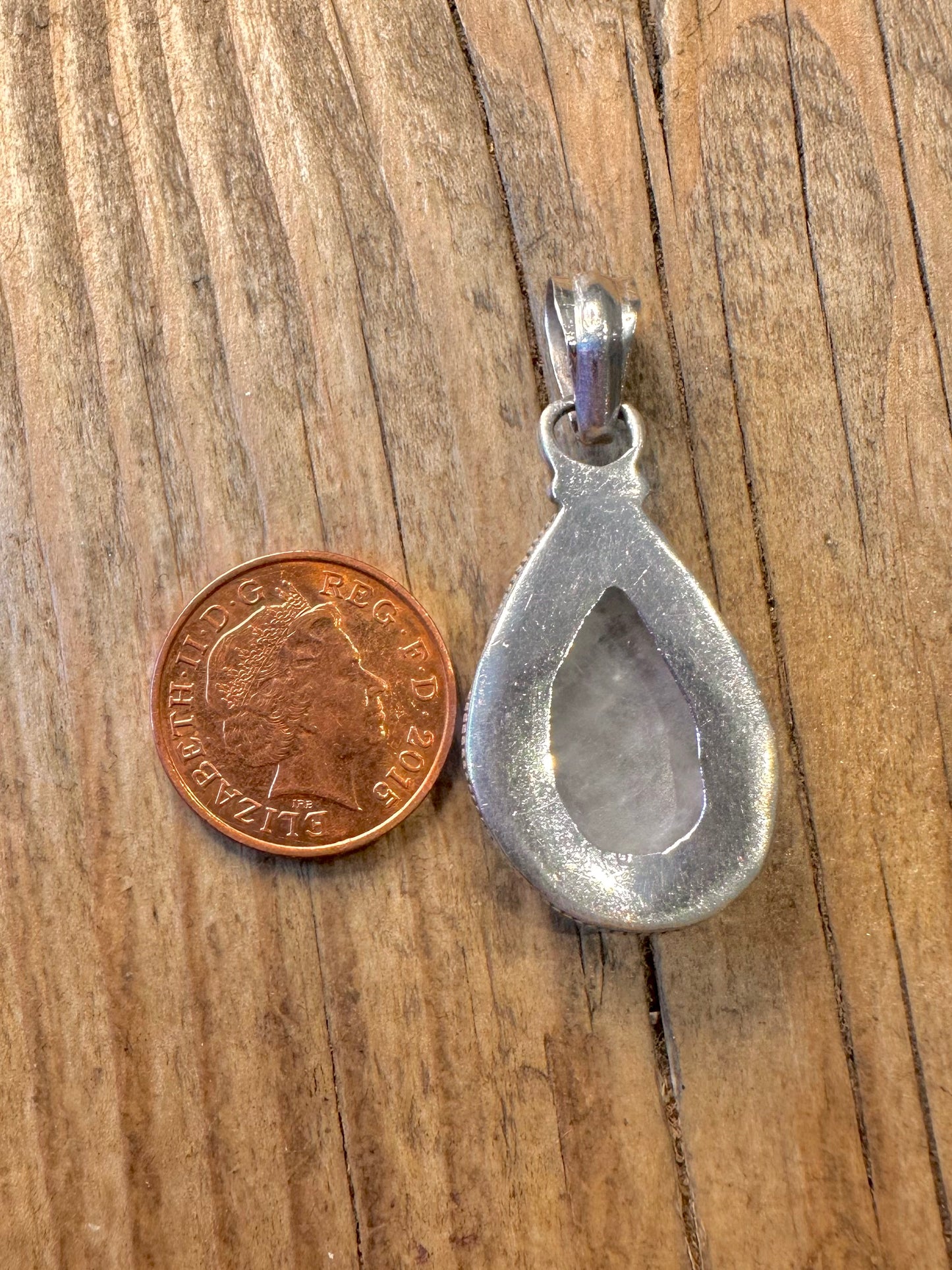 Moonstone Teardrop Rope Style Border 925 Sterling Silver Pendant