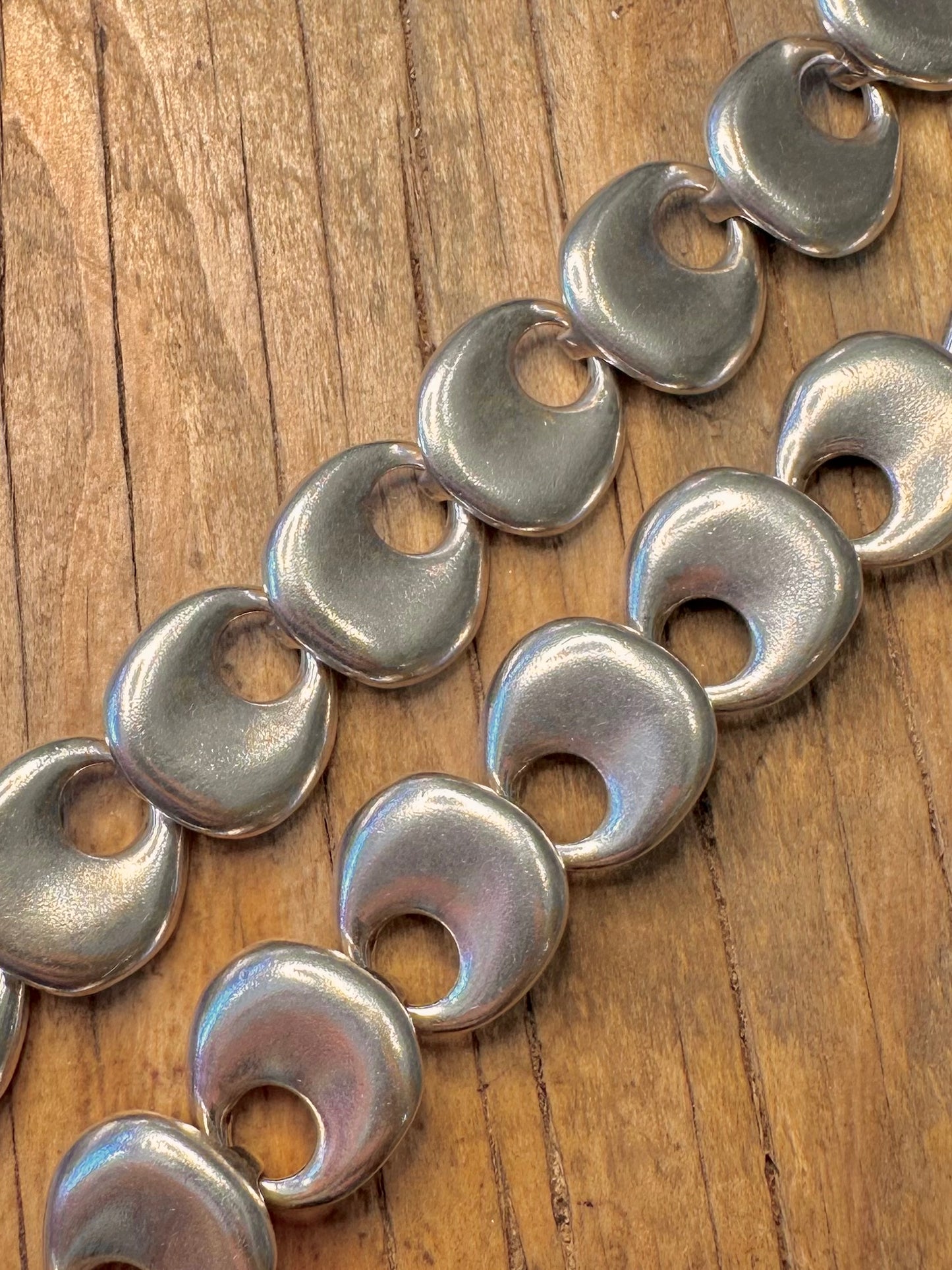 Stunning Robert Lee Morris Sculptured Disc T Bar Heavy 925 Sterling Silver 17.4 inch Necklace