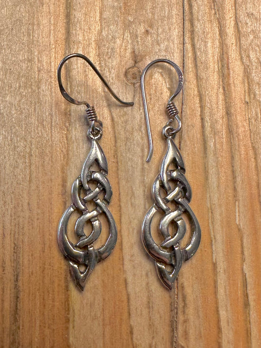 Vintage Celtic Dangle 925 Sterling Silver Earrings