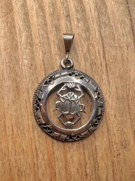 Vintage Egyptian Scarab 925 Sterling Silver Pendant