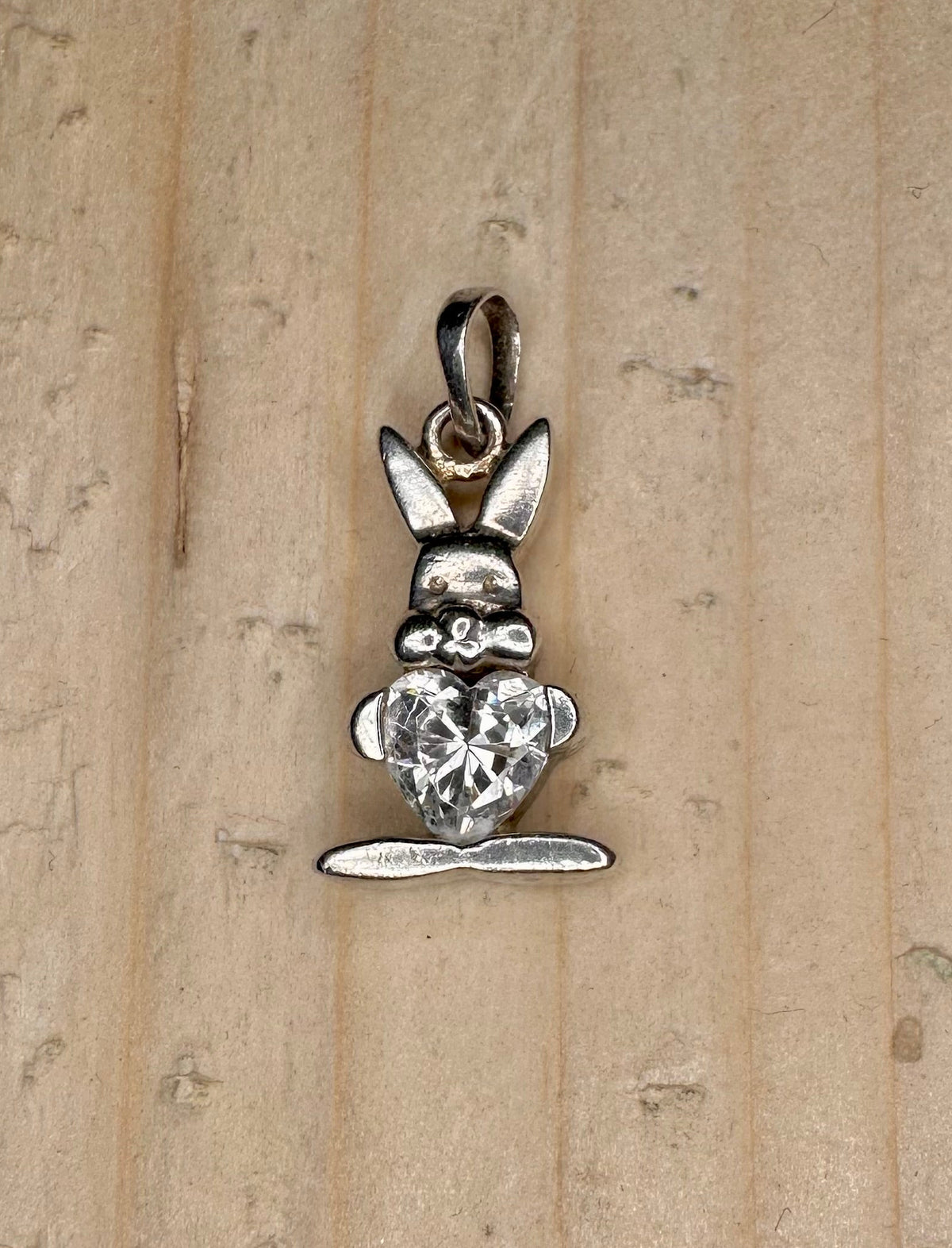 Rabbit CZ Heart 925 Sterling Silver Pendant