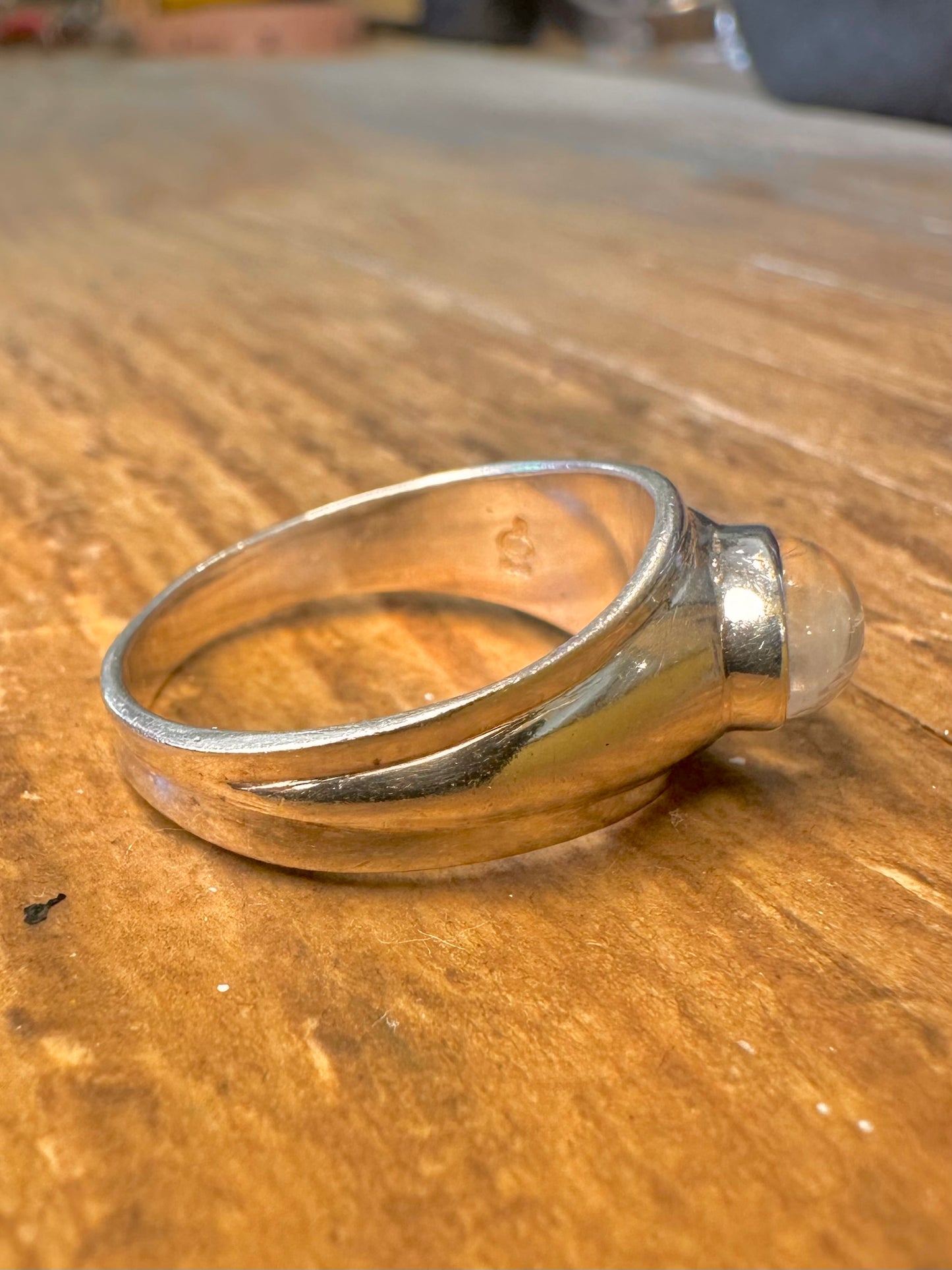Moonstone Dome 925 Sterling Silver Size S Ring