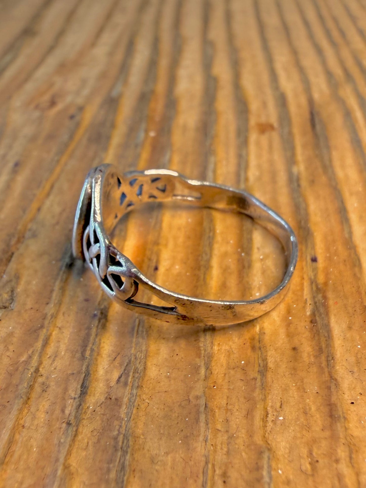 Abalone Celtic 925 Sterling Silver Size Q1/2 Ring