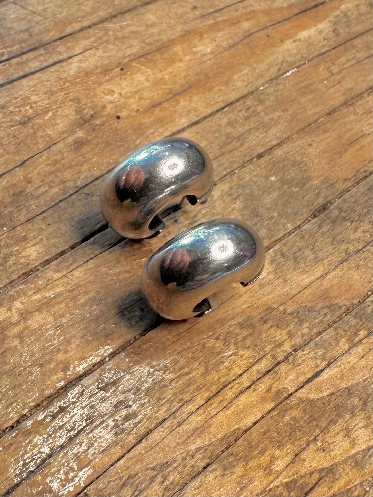 Chunky Rounded Half Hoops Italy 925 Sterling Silver Earrings