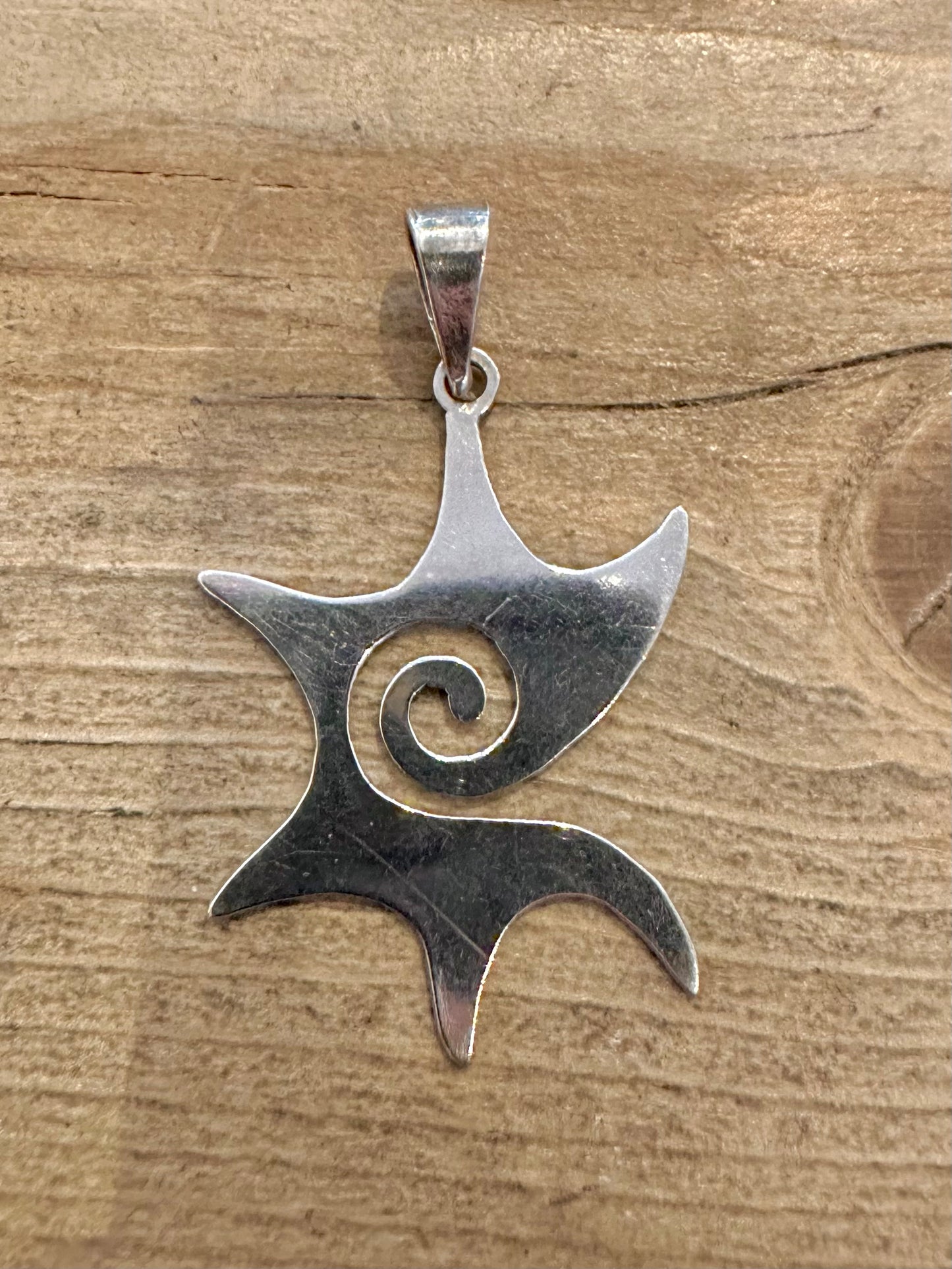 Abstract Swirl Spiky 925 Silver Pendant