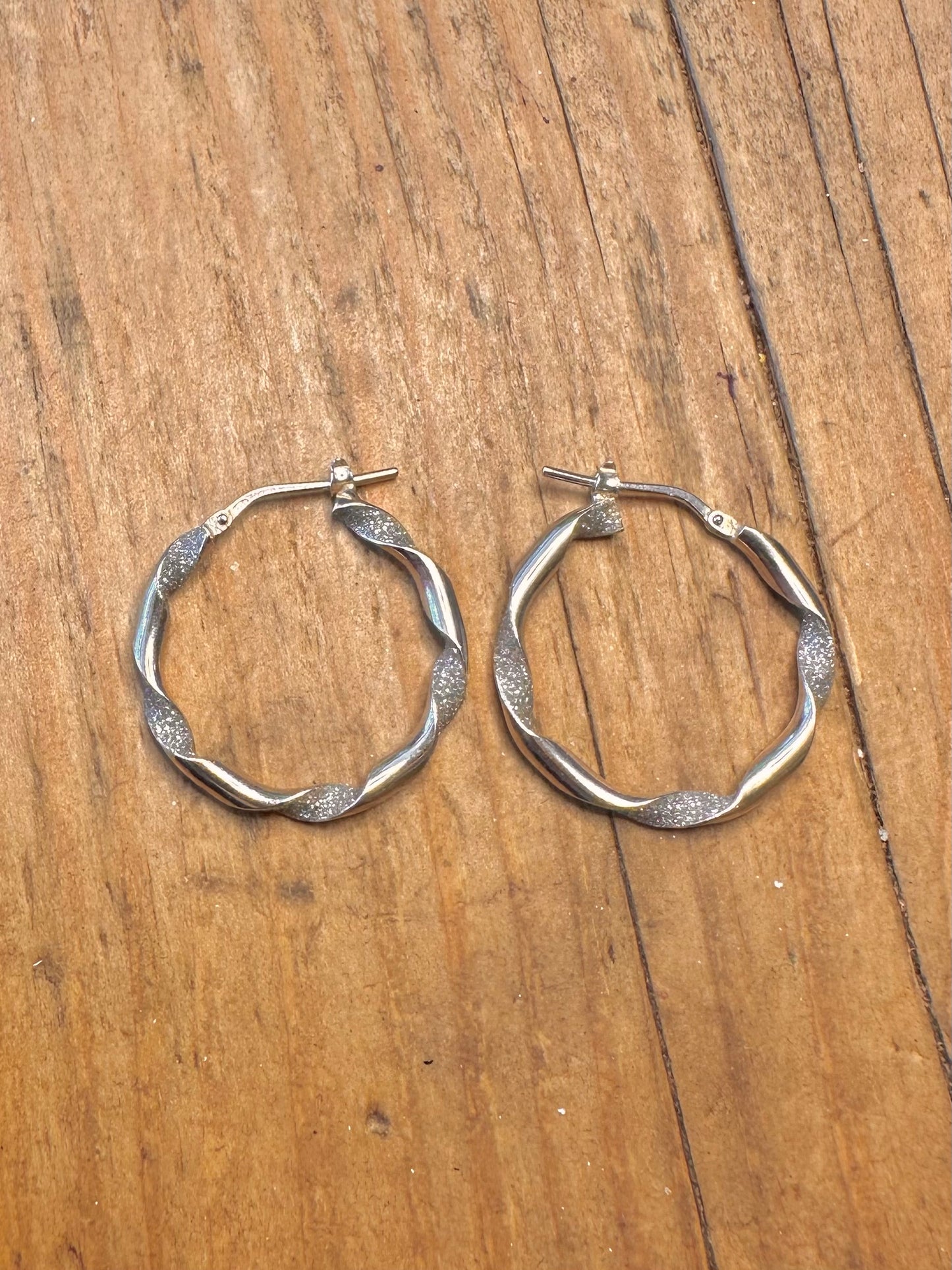 Twisted Textured Hoops 925 Sterling Silver Earrings