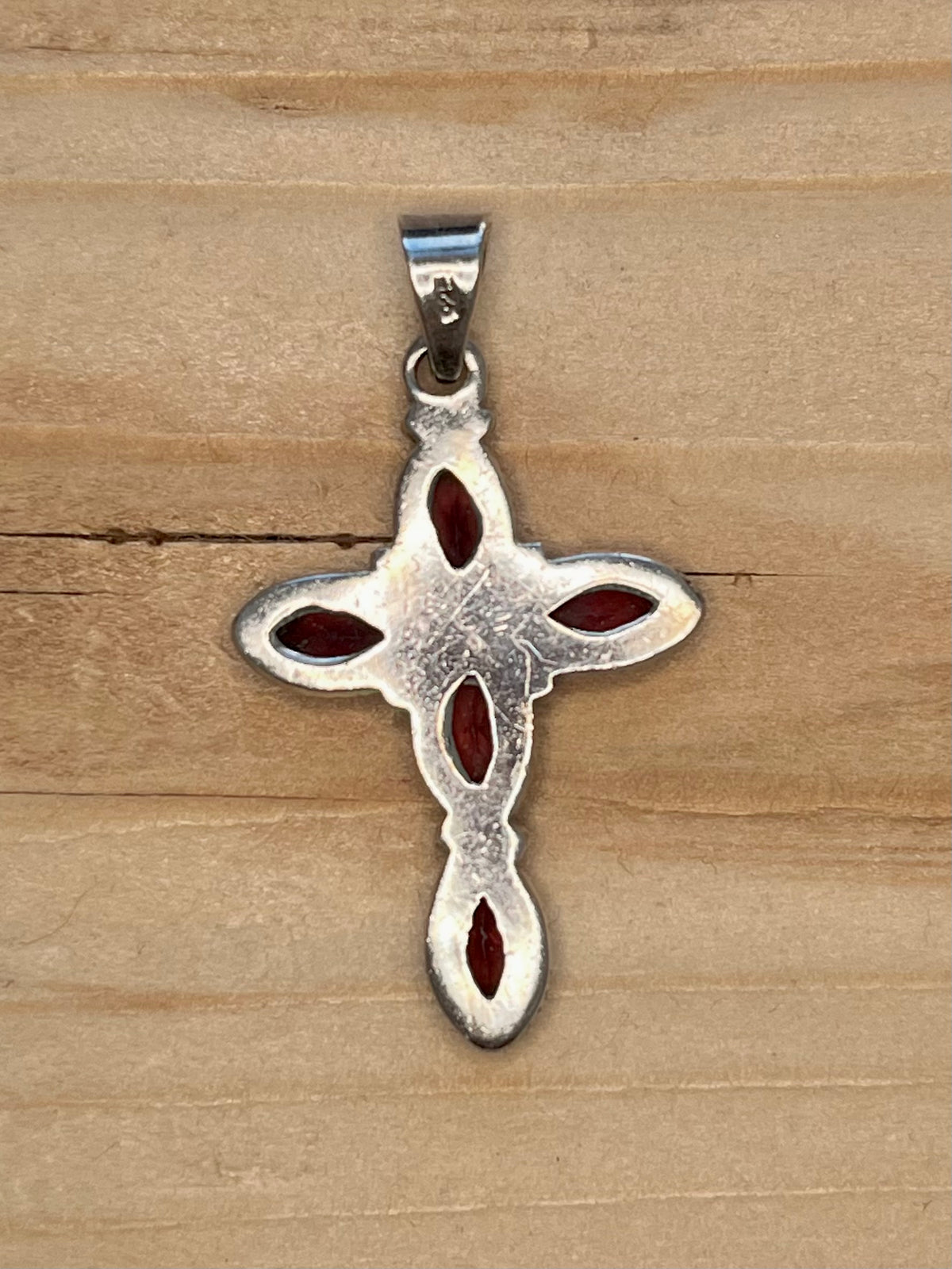 Garnet Cross 925 Sterling Silver Pendant