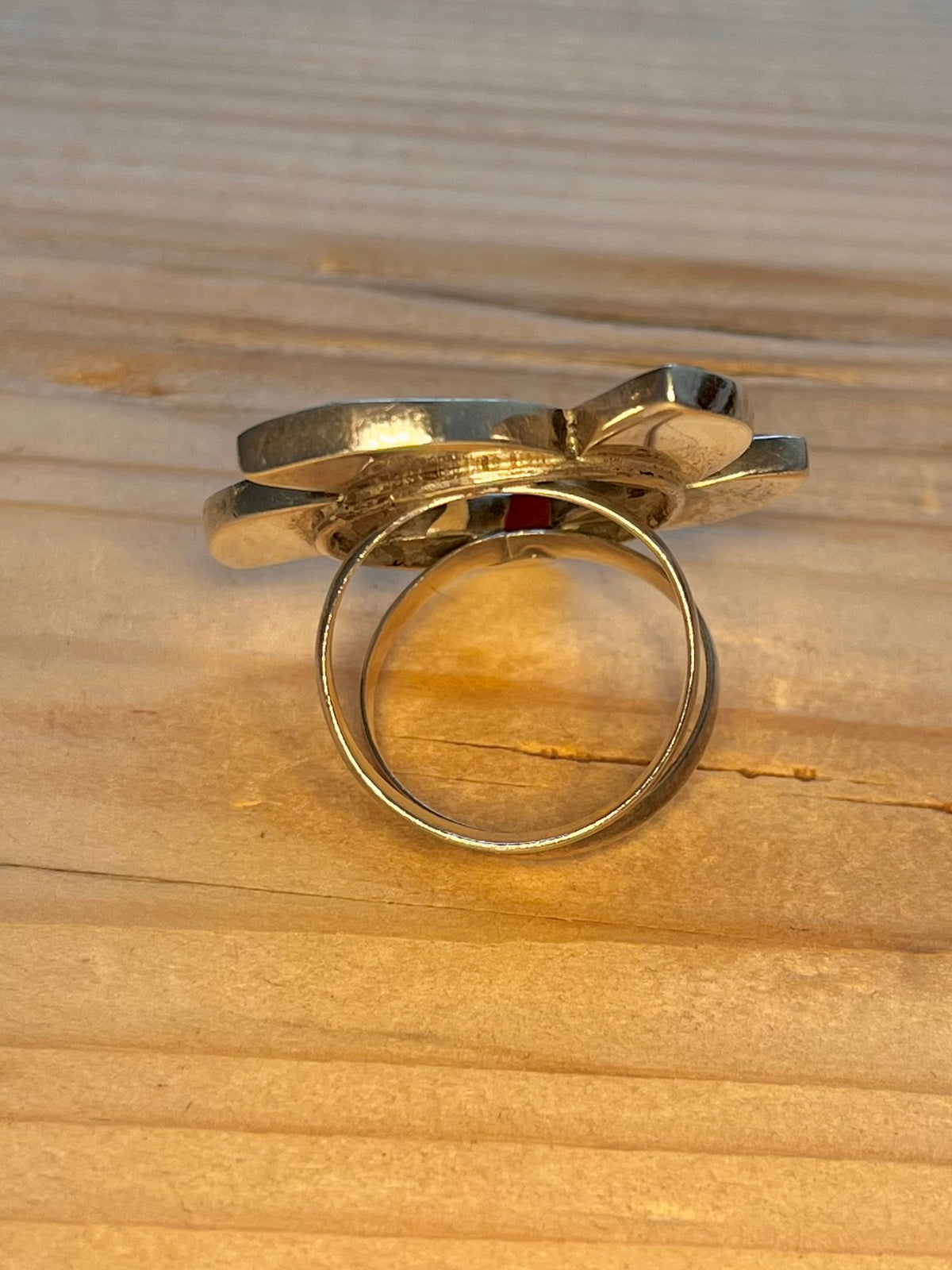 Large Coral Flower 925 Sterling Silver Size R/S Ring