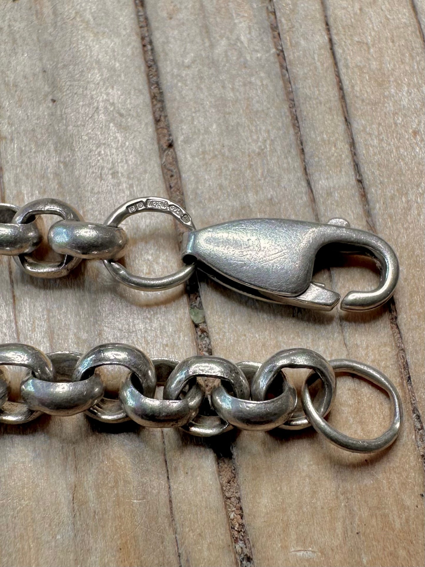 Vintage Belcher Chain 925 Silver 8.1 inch Bracelet