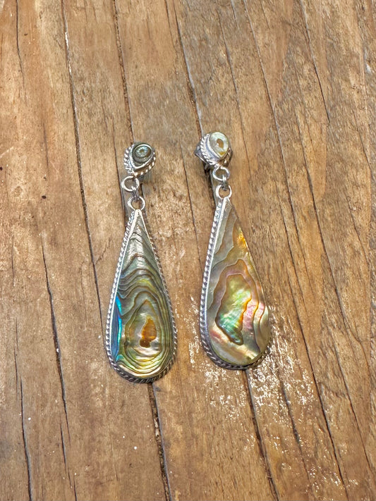 Abalone Shell Dangle 925 Sterling Silver Earrings