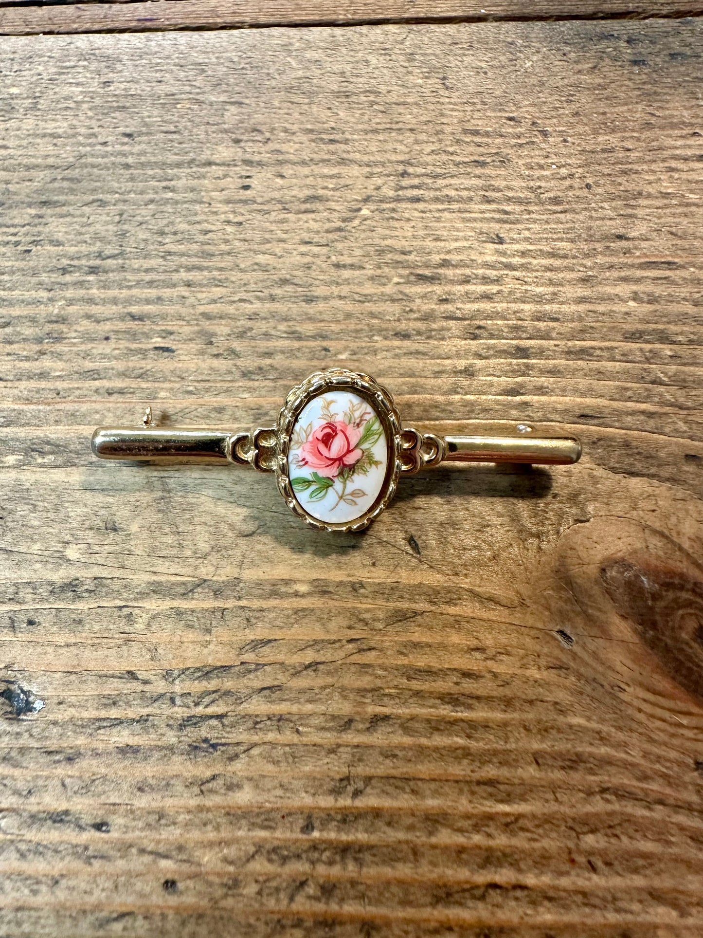 Vintage Rose Bar Costume Brooch