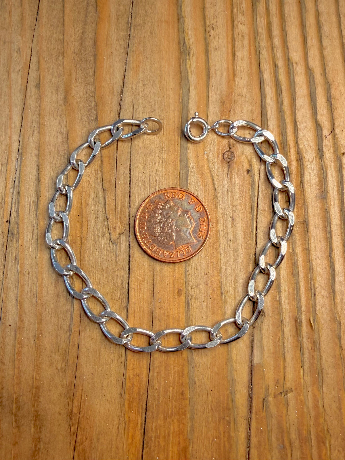 Long Curb Chain Link 835 Silver 7.25 inch Bracelet