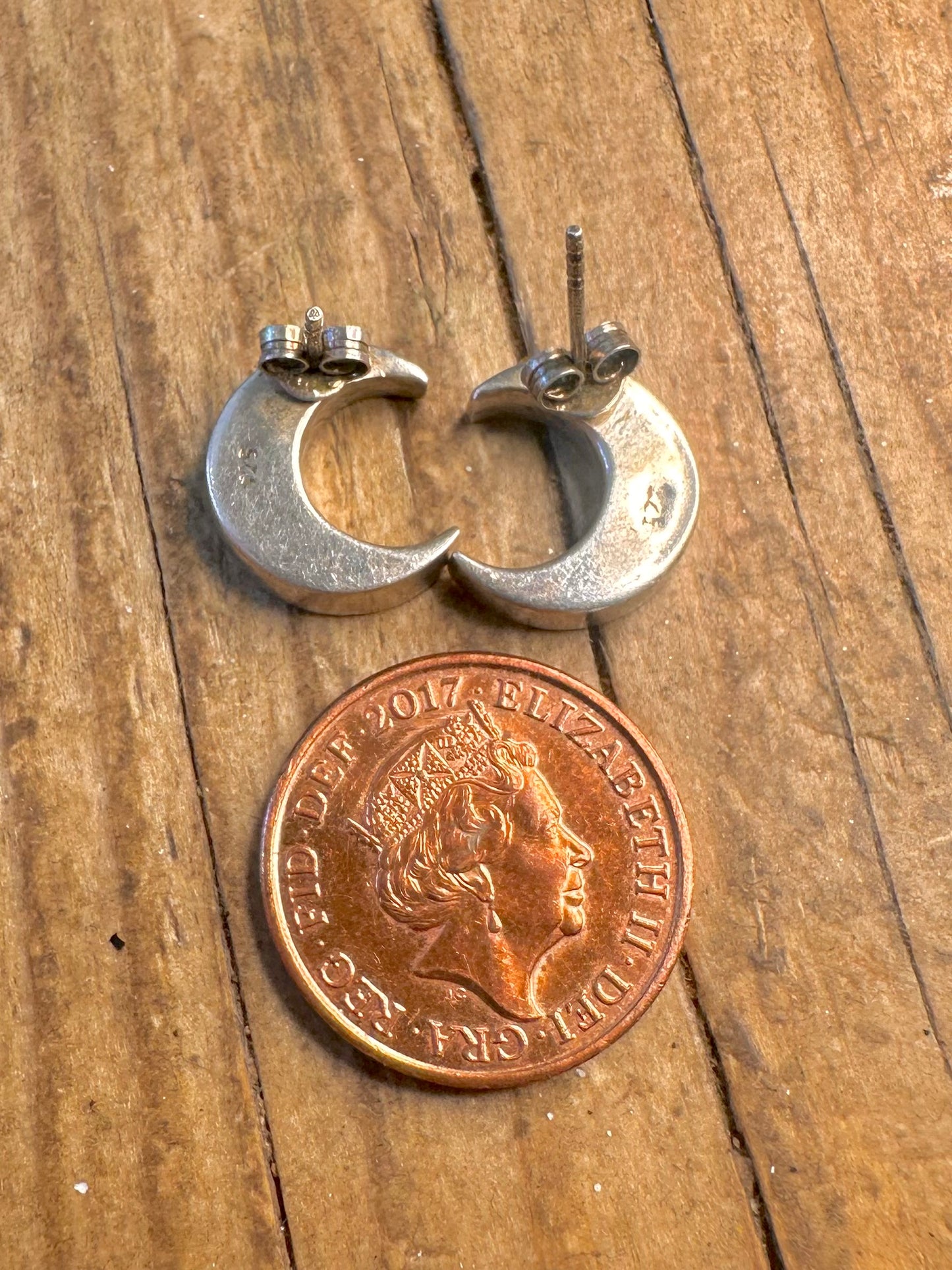 Chunky Crescent Moon 925 Sterling Silver Earrings