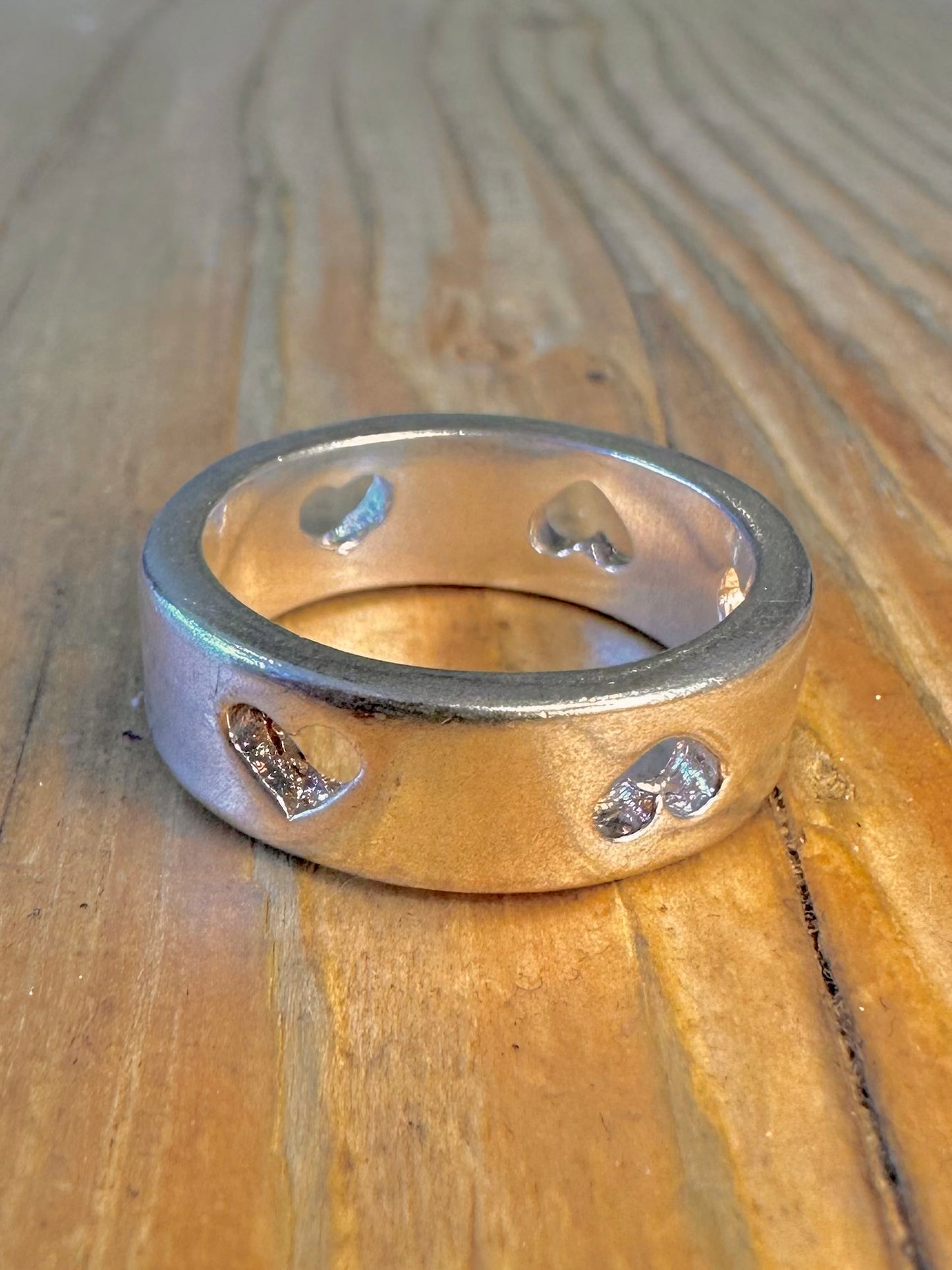 Heart Cut Out Band 925 Sterling Silver Size Q Ring