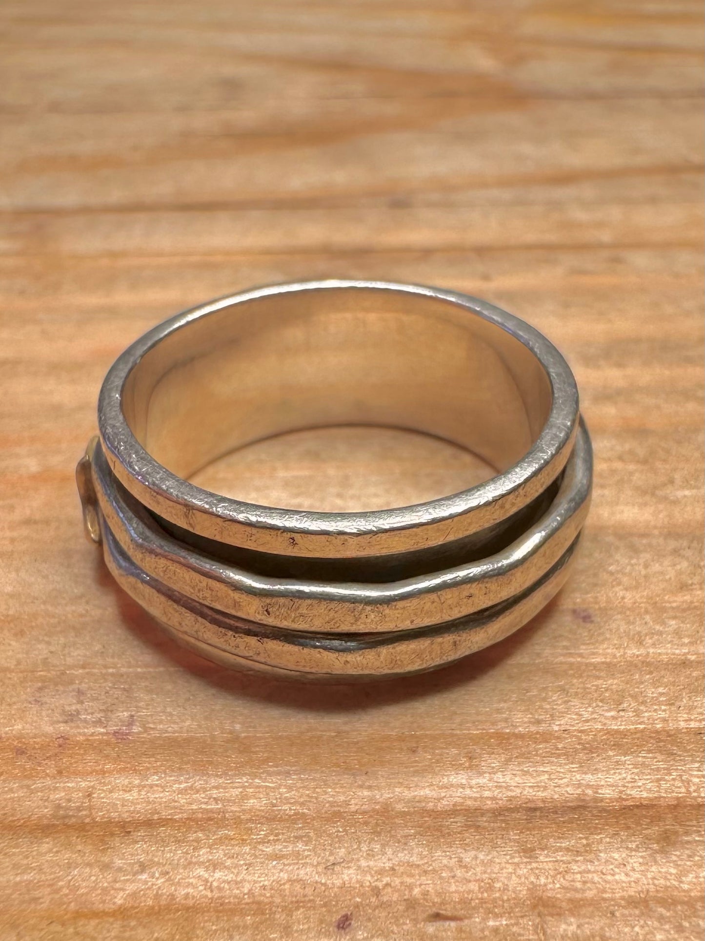 Vintage Spinner Gold Stars 925 Sterling Silver Size N Ring