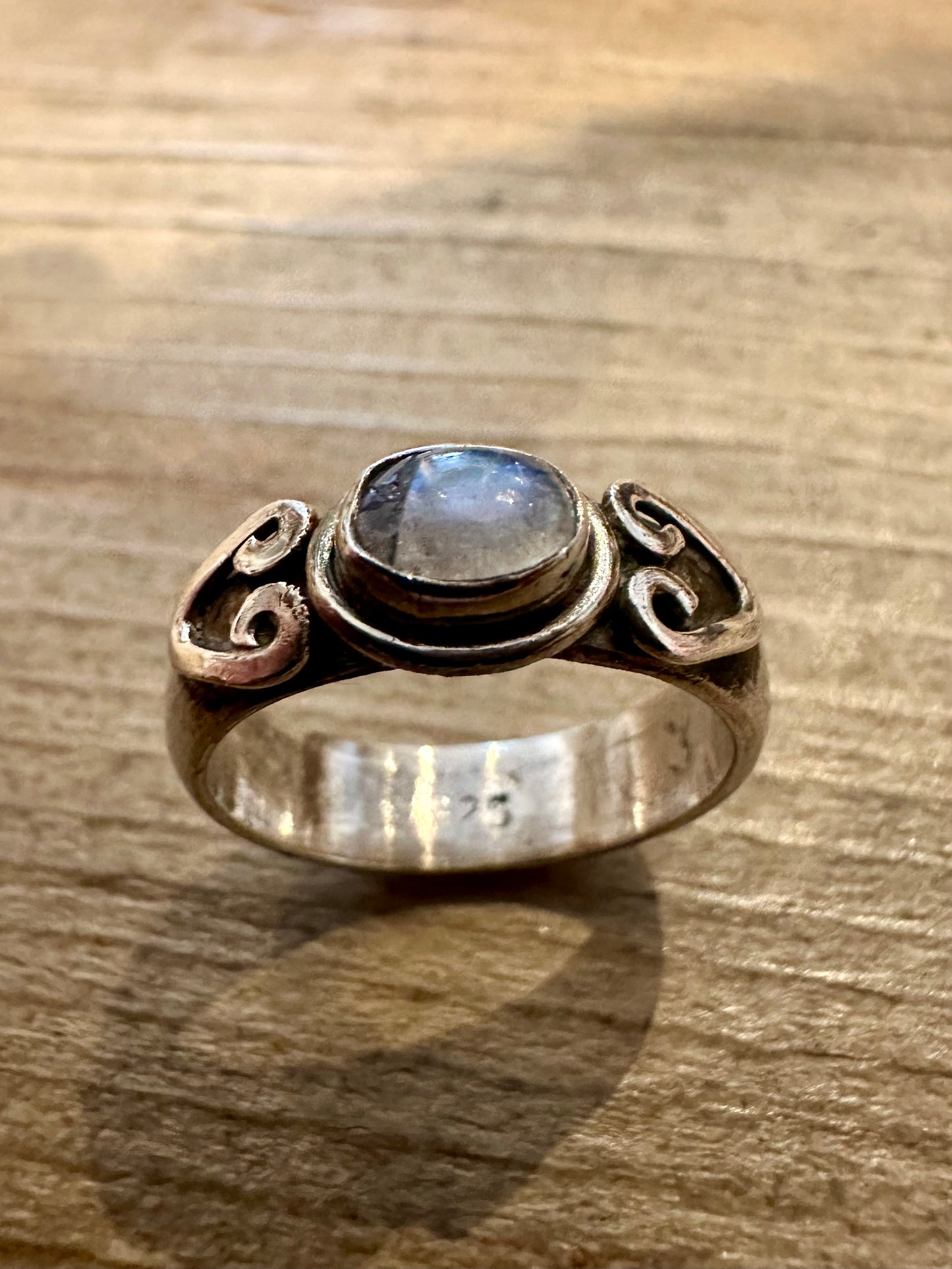 Vintage Moonstone Hearts 925 Silver Size K Ring