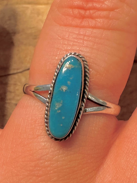 Vintage Turquoise Native American Style 925 Silver Size Q1/2 Ring