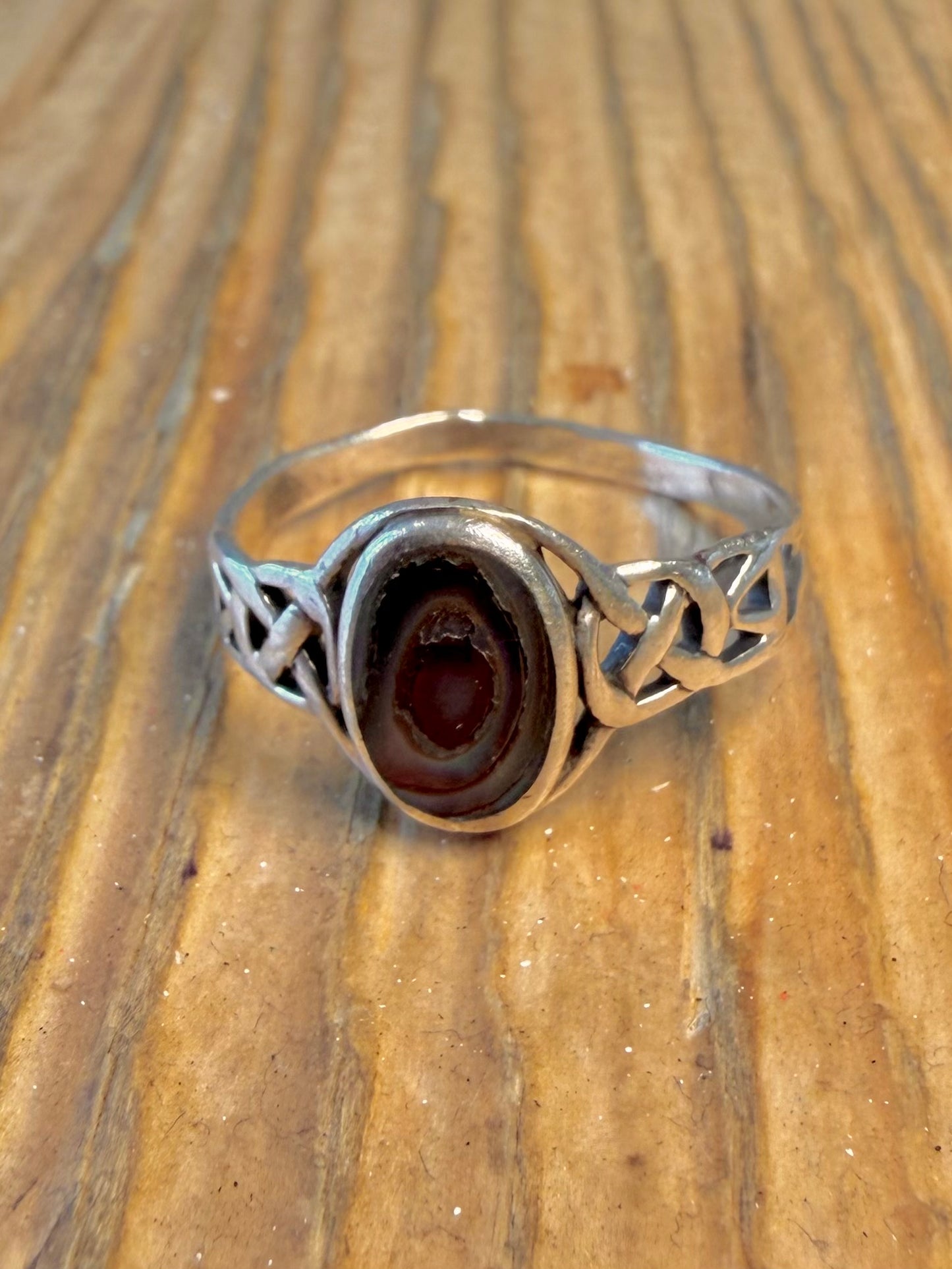 Abalone Celtic 925 Sterling Silver Size Q1/2 Ring