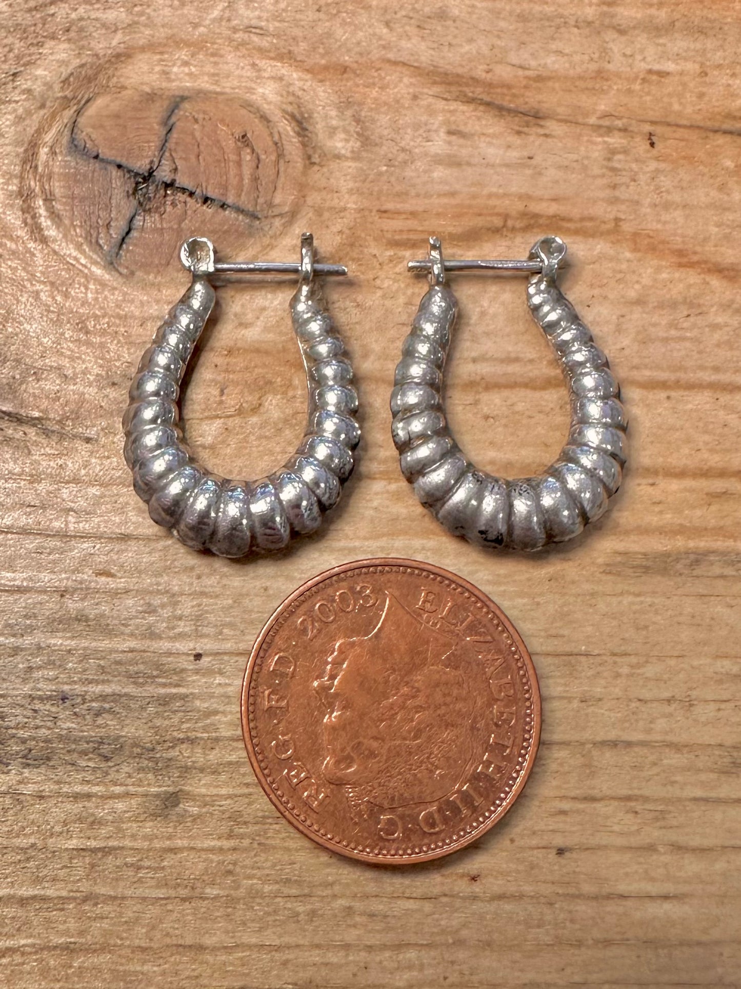 Vintage Scolloped Hoops 925 Silver Earrings