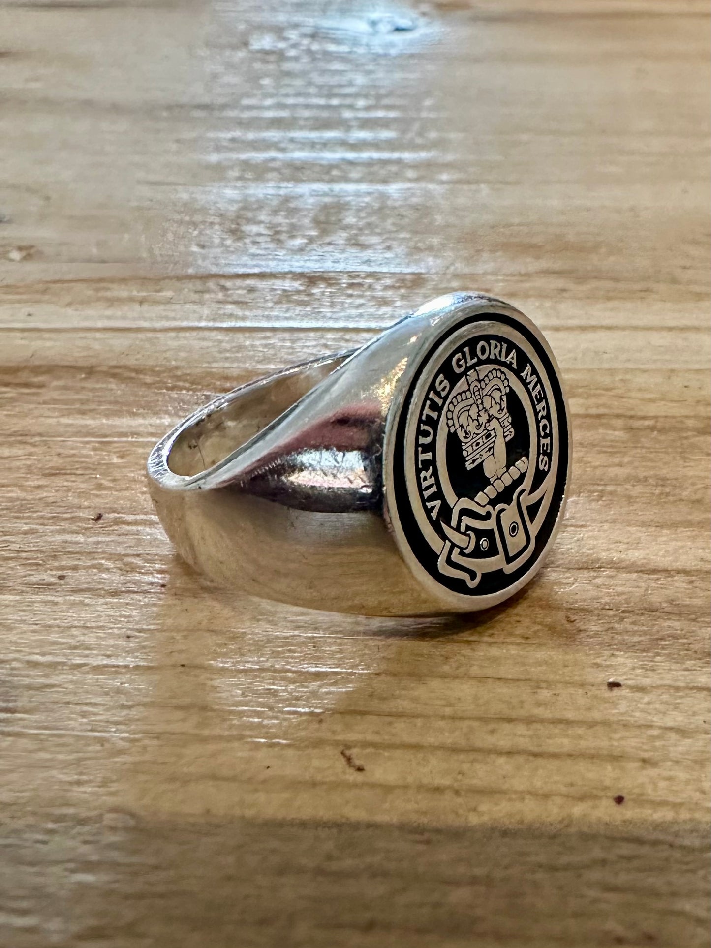 Vintage Clan Donnachaidh Signet 925 Silver Size P1/2 Ring