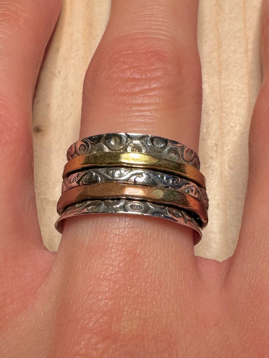 Meditation Spinner Band 925 Sterling Silver Size O Ring