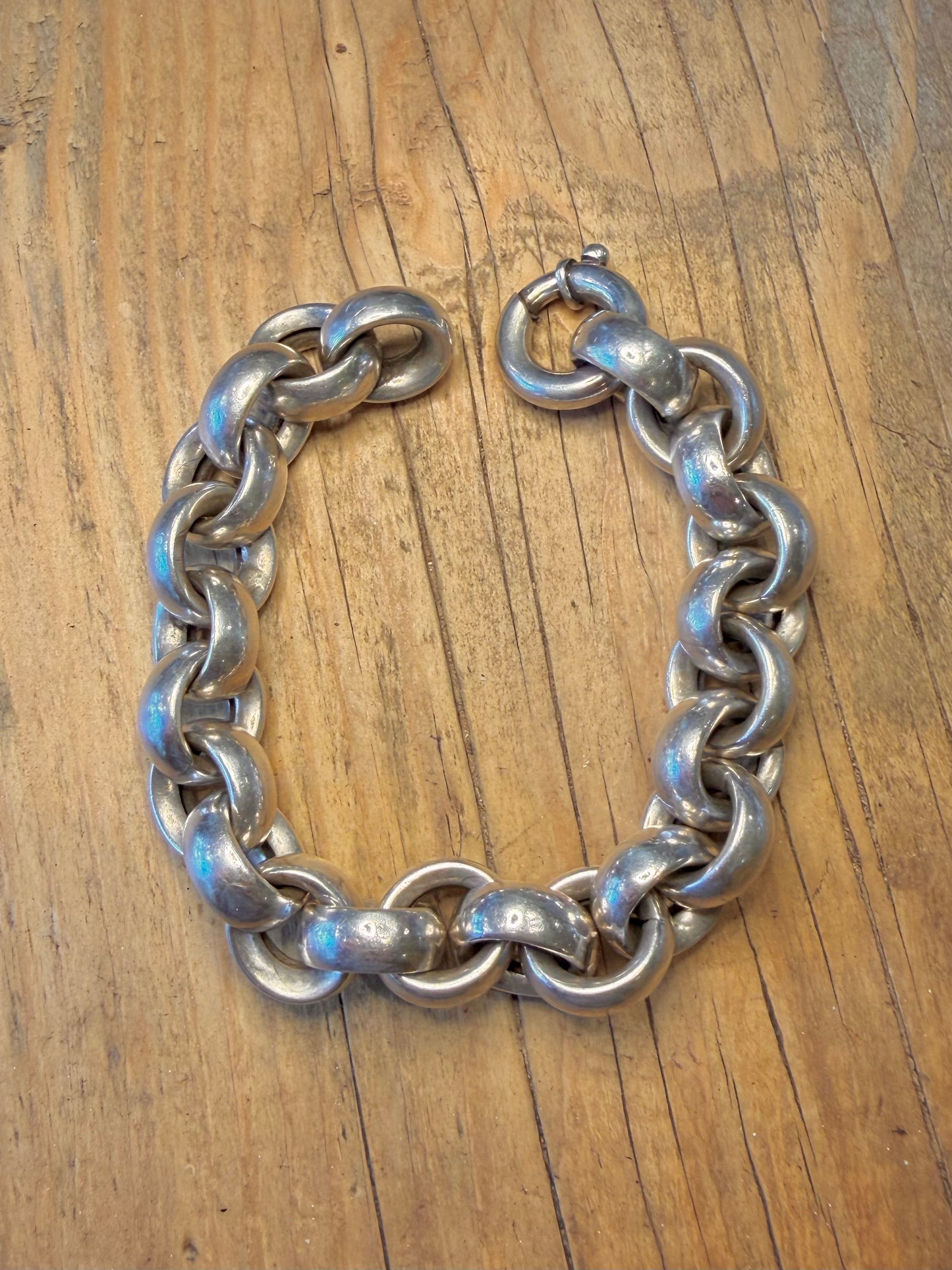 Chunky Belcher Chain Bolt Clasp 925 Sterling Silver 9 inch Bracelet