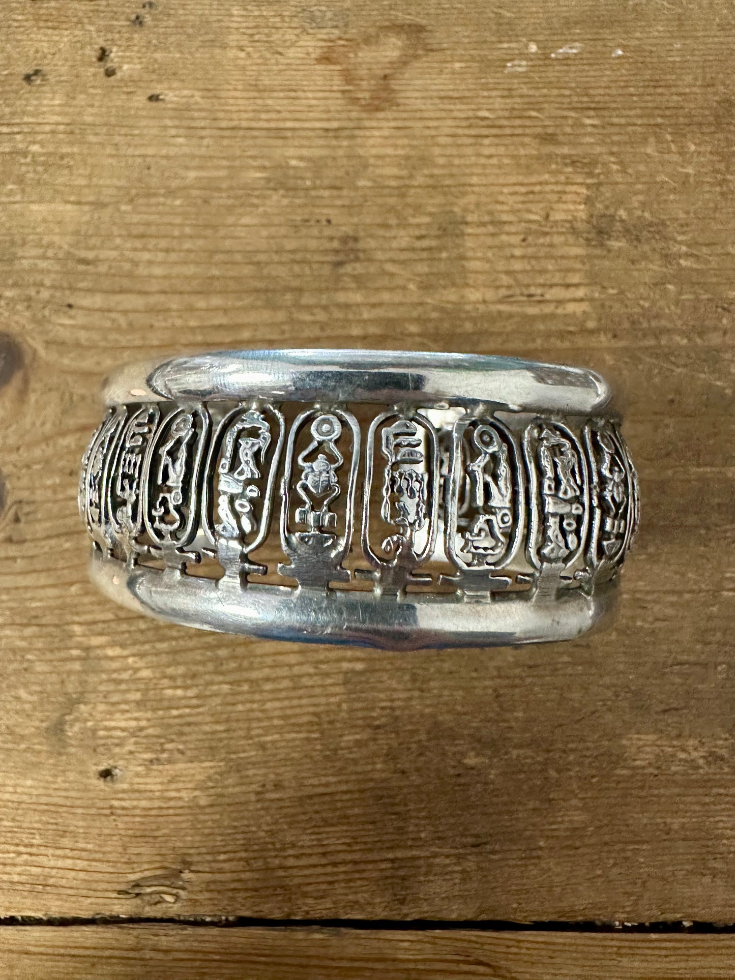 Vintage Egyptian Cuff Silver Bangle