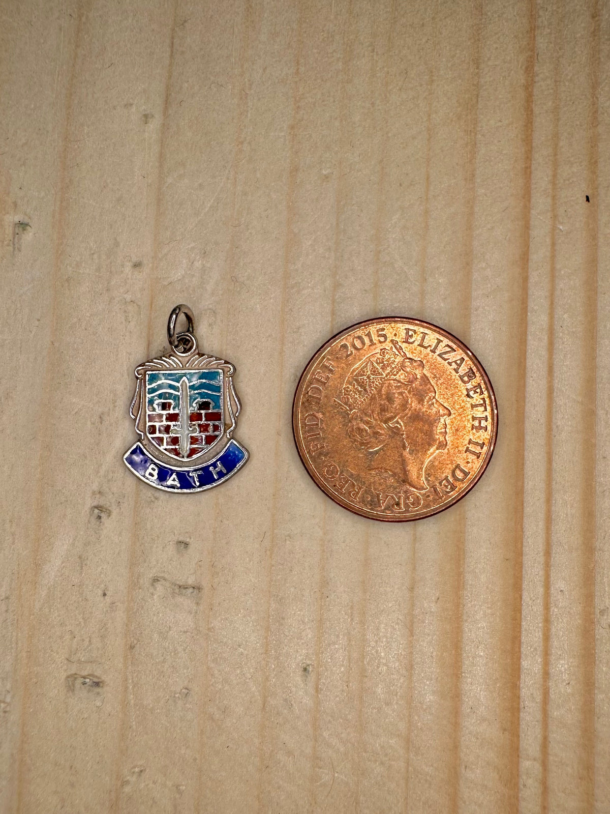 Bath Enamel Shield 925 Sterling Silver Pendant