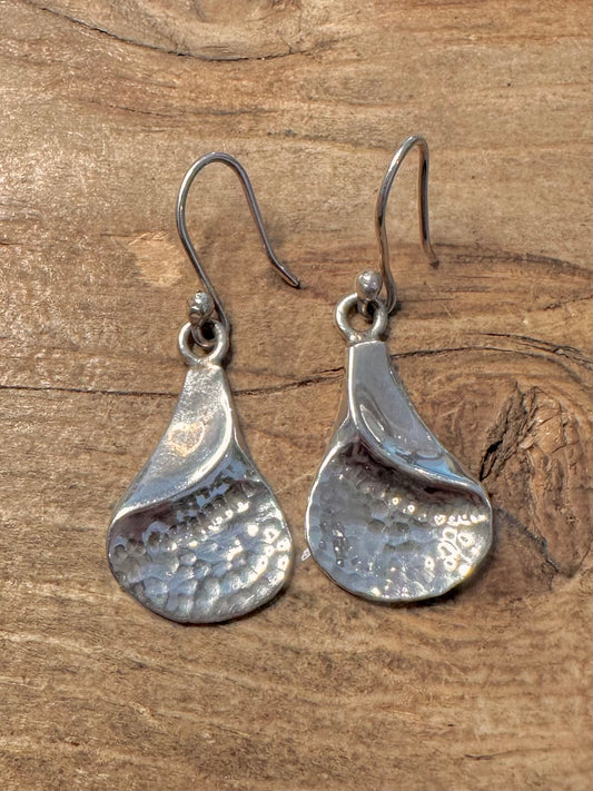 Abstract Hammered 925 Silver Earrings