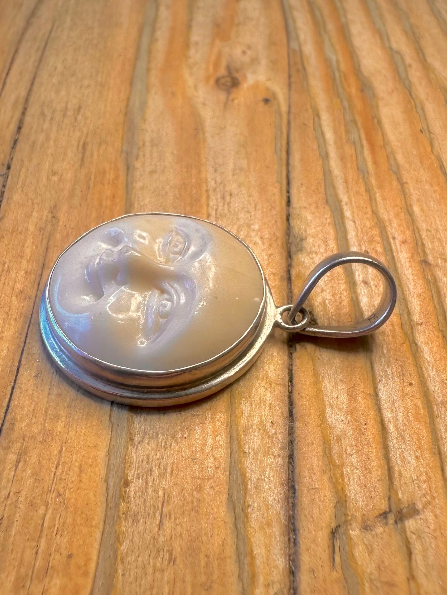 Moon Face White 925 Sterling Silver Pendant