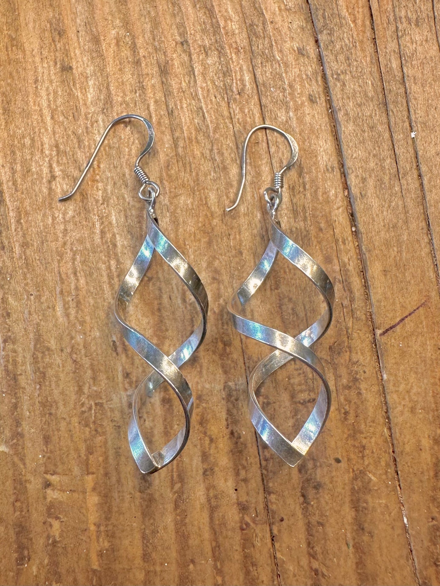 Twisted Dangle 925 Sterling Silver Earrings