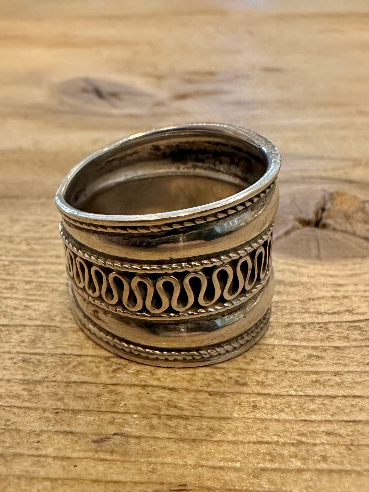 Vintage Tribal Bali 925 Silver Size Q Ring