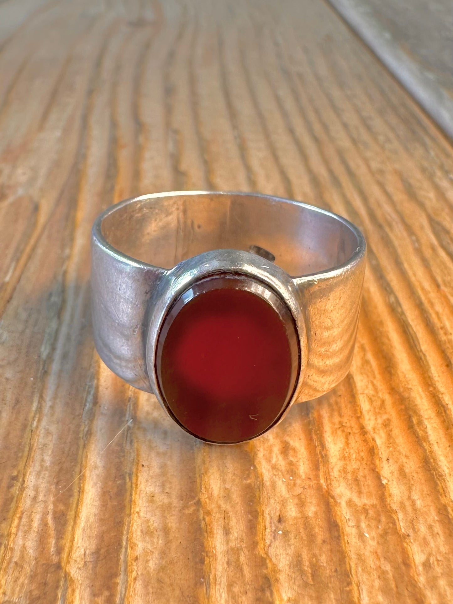 Carnelian Wide Band 925 Sterling Silver Size V Ring