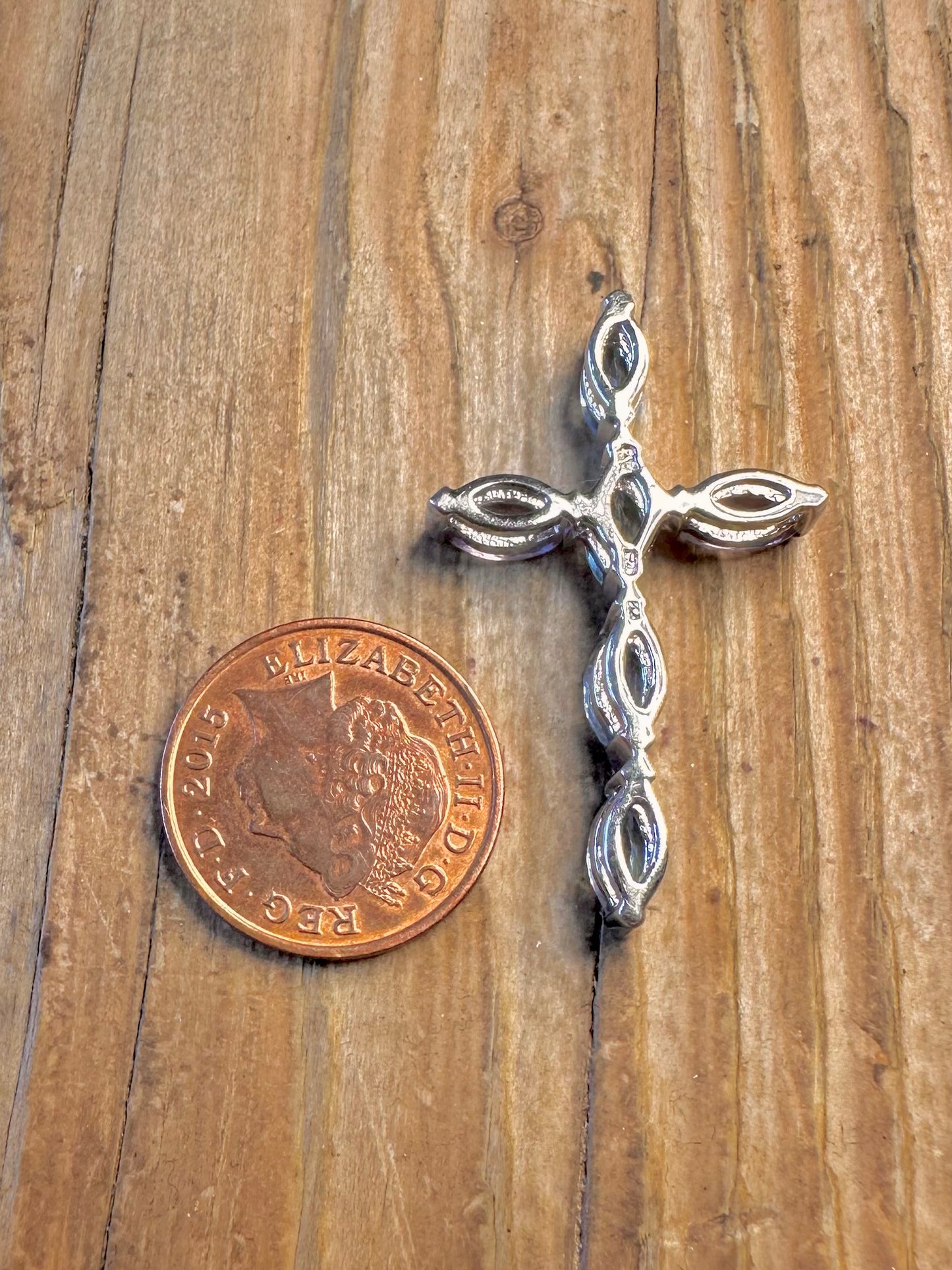 Blue Topaz and Amethyst Cross 925 Sterling Silver Pendant