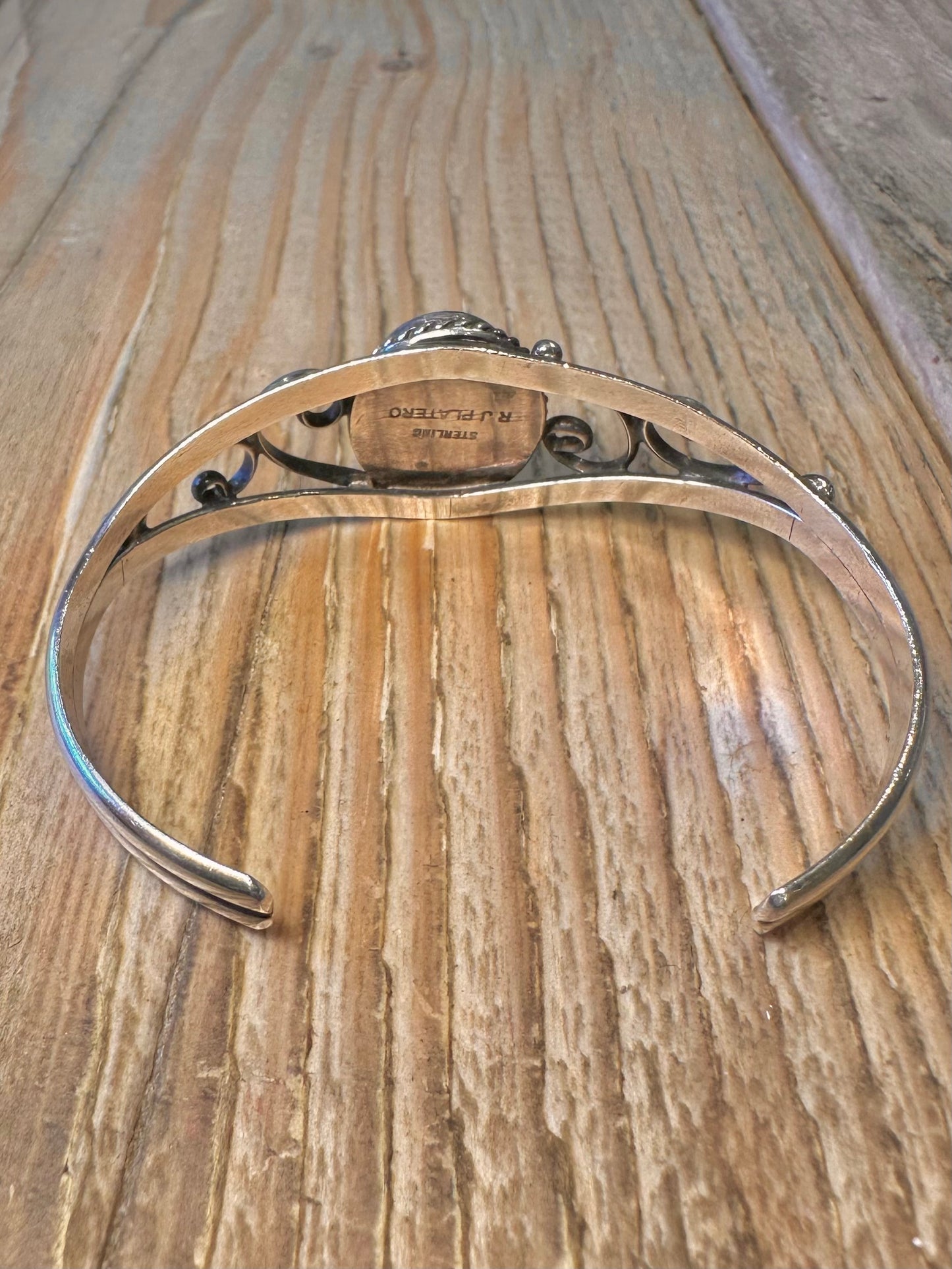 Vintage Navajo Carnelian Maker RJ Platero 925 Sterling Silver Cuff Bangle