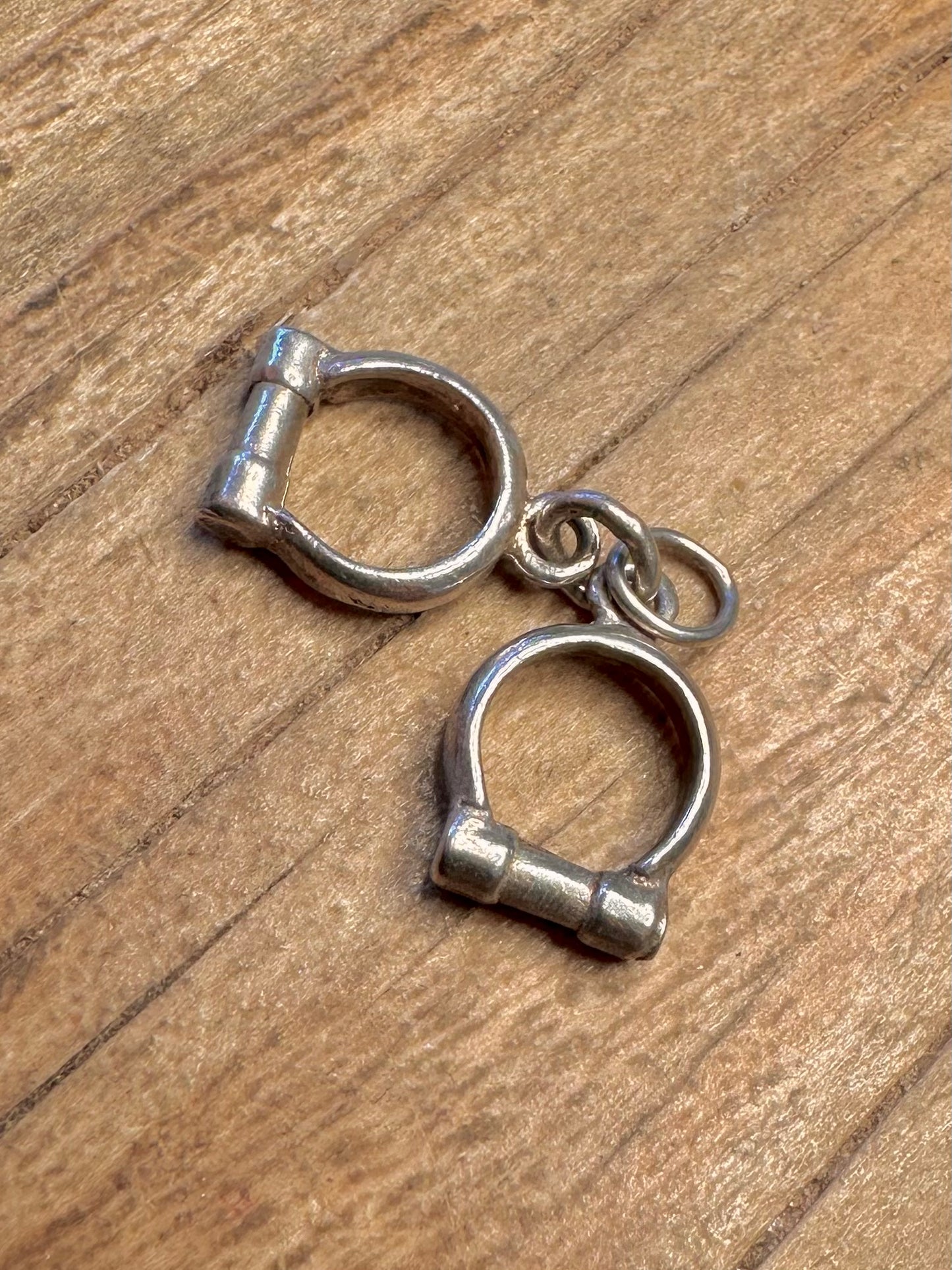 Vintage Stirrup Pair 925 Sterling Silver Charm Pendant