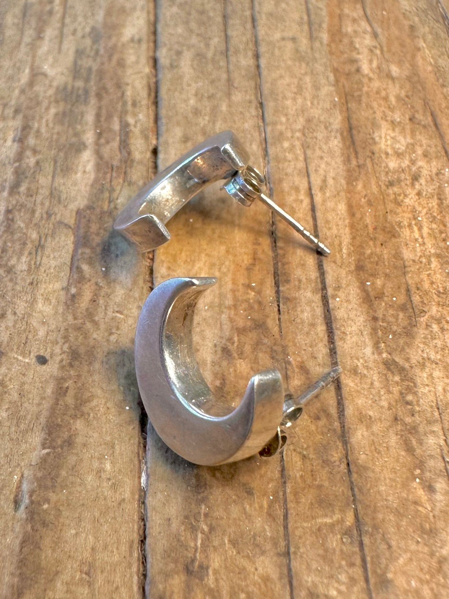 Chunky Crescent Moon 925 Sterling Silver Earrings